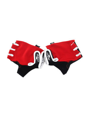 Crane Jelli Pad Kısa Parmaksız Kaymayan Kesik Eldiven Kırmızı