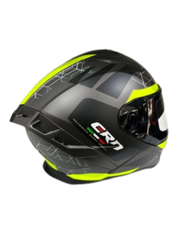 CRN FS-867 Mat Gri - Siyah - Sarı Güneş Vizörlü Full Face Kask
