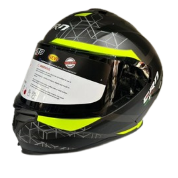 CRN FS-867 Mat Gri - Siyah - Sarı Güneş Vizörlü Full Face Kask