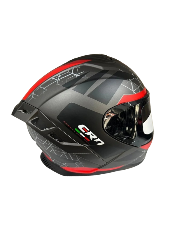 CRN FS-867 Mat Gri - Siyah - Kırmızı Güneş Vizörlü Full Face Kask