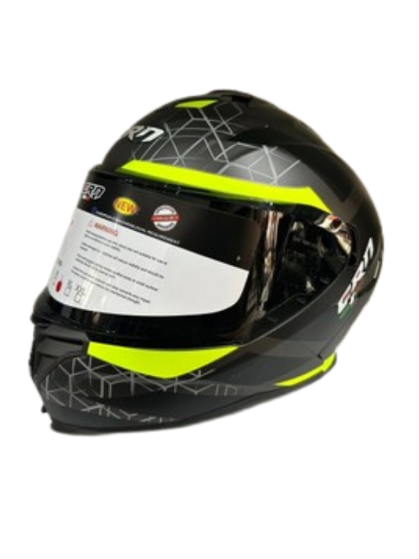 CRN FS-867 Mat Gri - Siyah - Sarı Güneş Vizörlü Full Face Kask