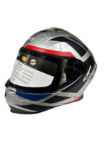 CRN FS-867 Mat Gümüş - Mavi - Kırmızı Güneş Vizörlü Full Face Kask