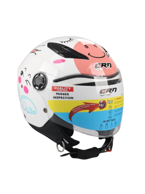 CRN Ponny Beyaz Desenli Yarım Kız Çocuk Kaskı (Çanta ve Sticker Hediyeli)