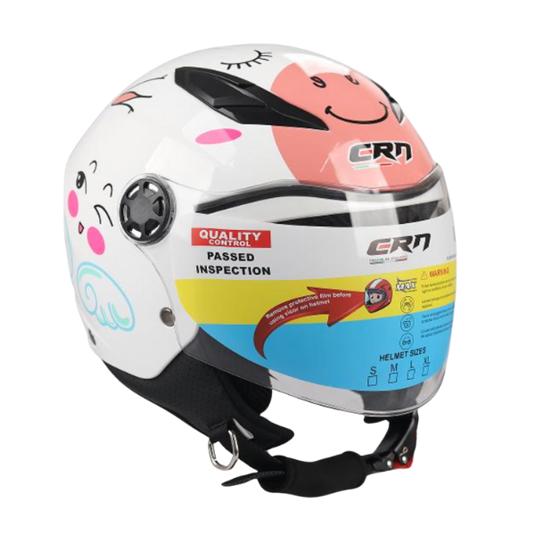 CRN Ponny Beyaz Desenli Yarım Kız Çocuk Kaskı (Çanta ve Sticker Hediyeli)