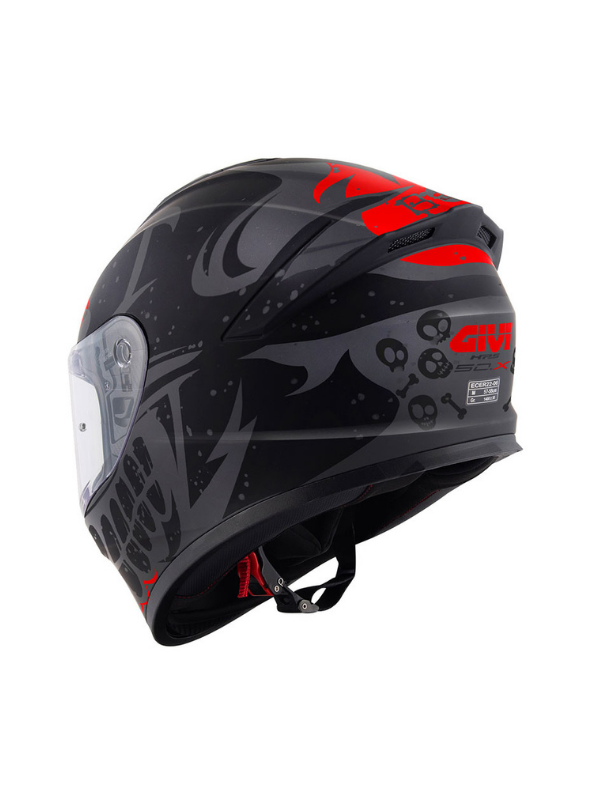 GIVI 50.X Bones Mat Siyah - Kırmızı Full Face Kask
