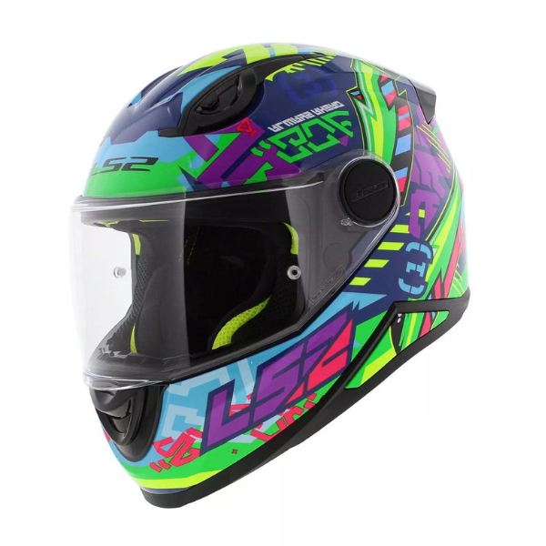 LS2 Kid Svent Mavi - Yeşil Full Face Çocuk Kaskı