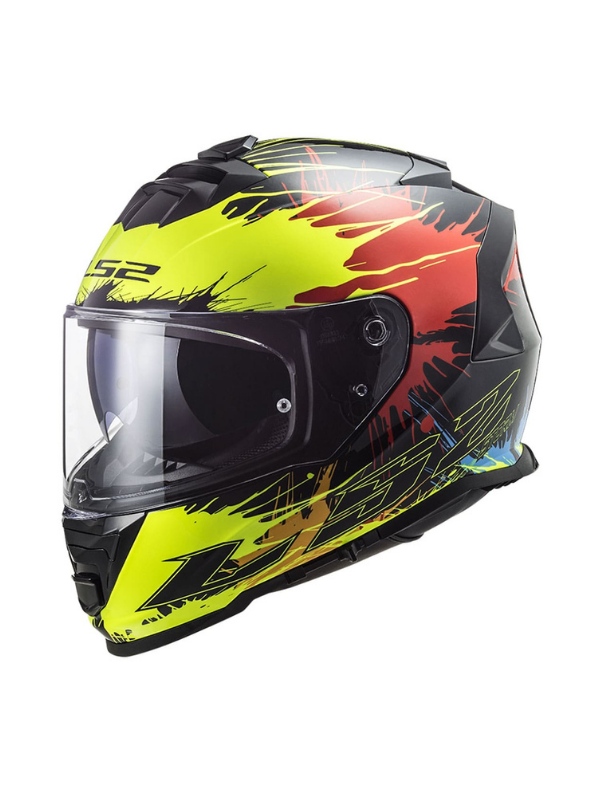 LS2 Storm 2 Drop Siyah - Sarı - Kırmızı Full Face Kask