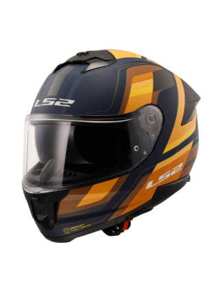LS2 Stream 2 Vintage Mat Navy Mavi - Turuncu Kahverengi Full Face Kask