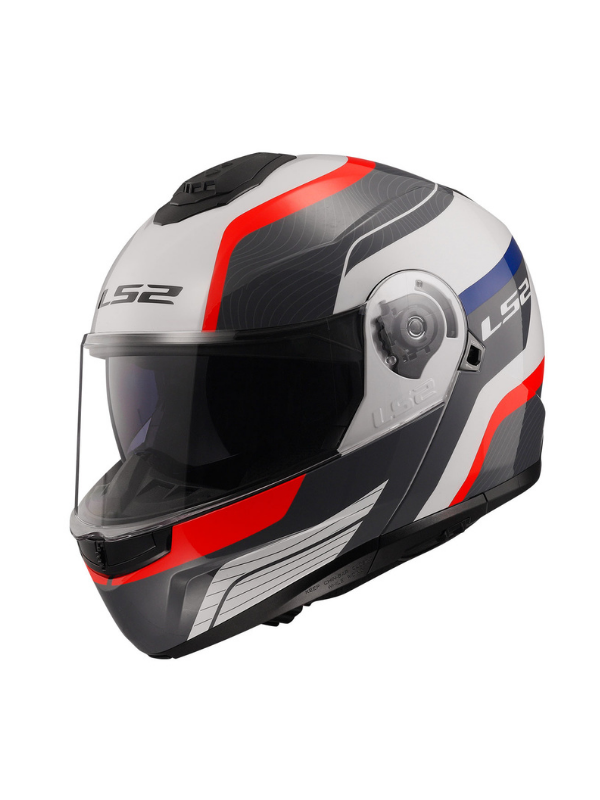 LS2 Strobe 2 Monza Siyah Beyaz Kırmızı Çenesi Açılır Kask