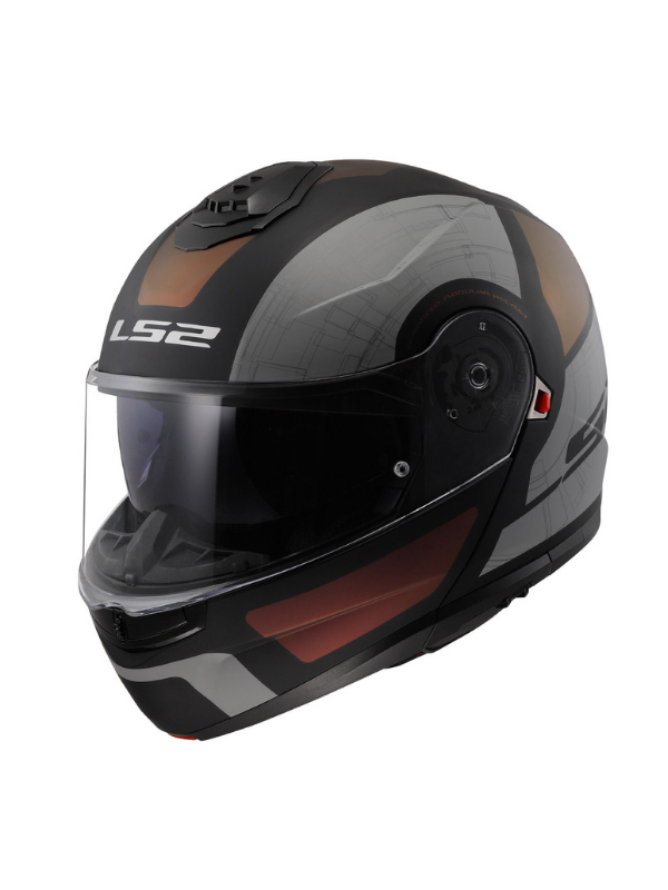 LS2 Strobe 2 Phantom Mat Siyah Mor Mavi Çenesi Açılır Kask