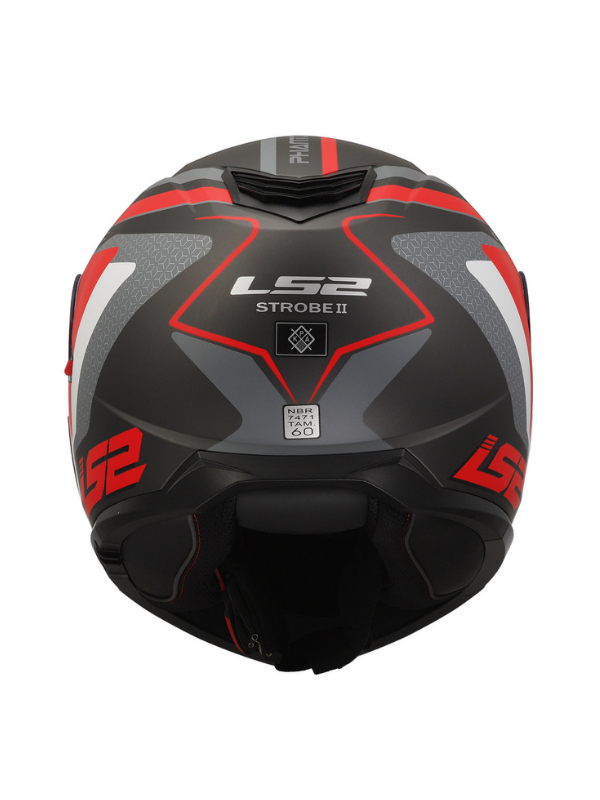 LS2 Strobe 2 Phantom Mat Titanyum Gri Kırmızı Çenesi Açılır Kask