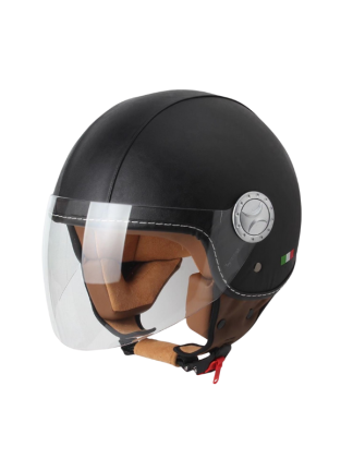 Sway SW 701 Siyah Deri Kaplama Çenesiz Motosiklet Kaskı