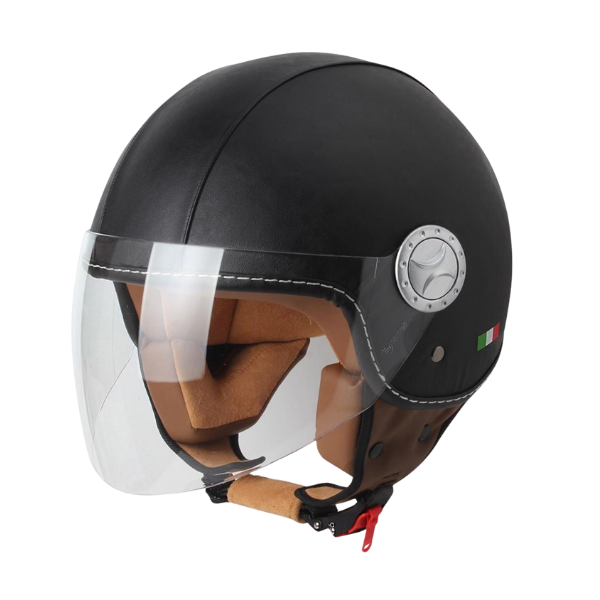 Sway SW 701 Siyah Deri Kaplama Çenesiz Motosiklet Kaskı