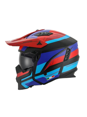 Sway SW 726X Seul Siyah - Kırmızı - Mavi Modüler Motosiklet Kaskı