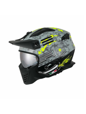 Sway SW 726X Tokyo Trooper Gri - Sarı Modüler Motosiklet Kaskı