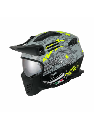 Sway SW 726X Tokyo Trooper Gri - Sarı Modüler Motosiklet Kaskı