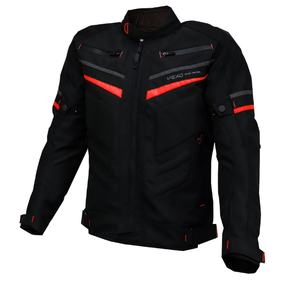 Vexo California Siyah - Kırmızı Mevsimlik Motorcu Montu