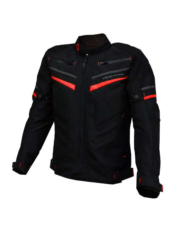 Vexo California Siyah - Kırmızı Mevsimlik Motorcu Montu