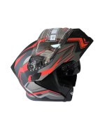 JK Mat Siyah - Kırmızı Çene Açılır Motorcu Kaskı