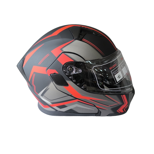 JK Mat Siyah - Kırmızı Çene Açılır Motorcu Kaskı