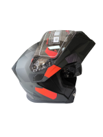 JK Mat Siyah - Kırmızı V2 Çene Açılır Motorcu Kaskı