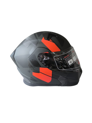 JK Mat Siyah - Kırmızı V2 Çene Açılır Motorcu Kaskı