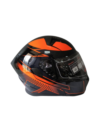JK Siyah - Turuncu Çene Açılır Motorcu Kaskı