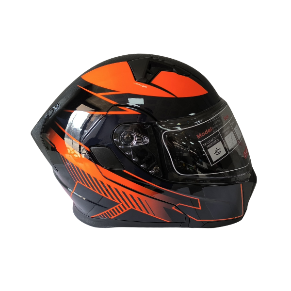 JK Siyah - Turuncu Çene Açılır Motorcu Kaskı