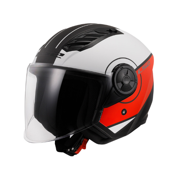 LS2 Airflow 2 Cover Mat Siyah - Beyaz - Kırmızı Çenesiz Kask