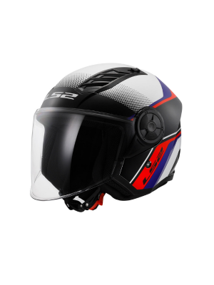 LS2 Airflow 2 Rush Beyaz - Mavi - Kırmızı Çenesiz Kask