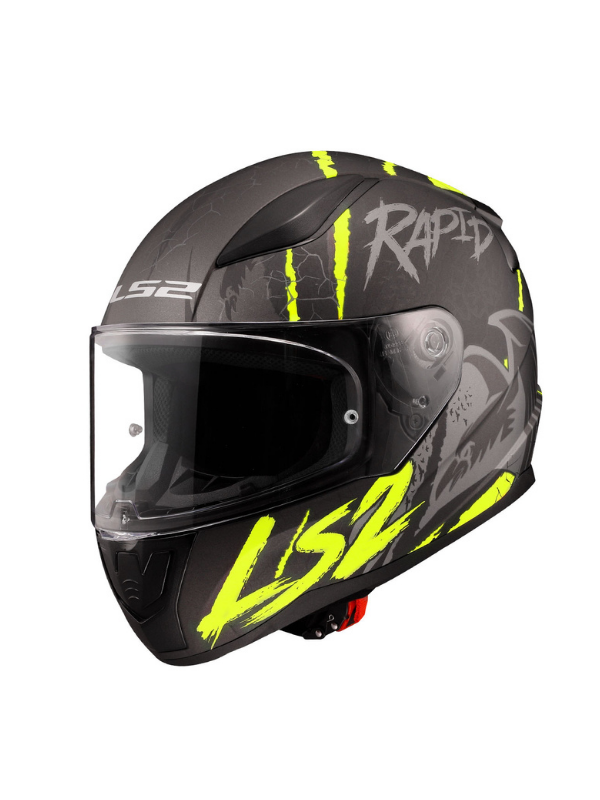 LS2 Rapid 2 Raven Siyah - Sarı - Beyaz Full Face Kask