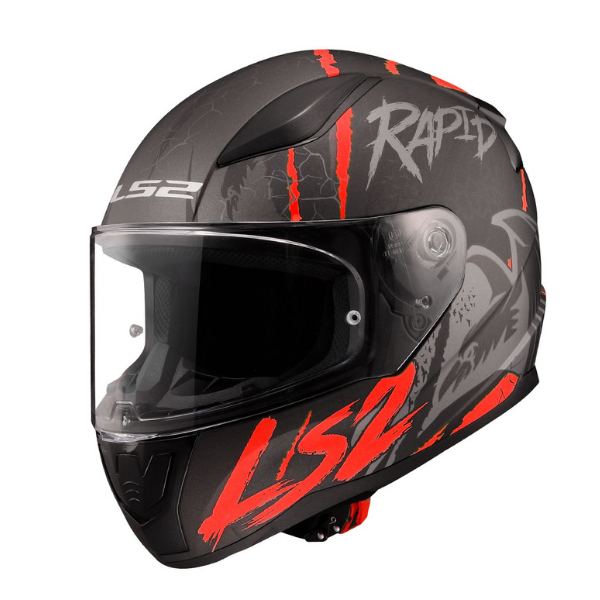 LS2 Rapid 2 Raven Siyah - Kırmızı - Beyaz Full Face Kask