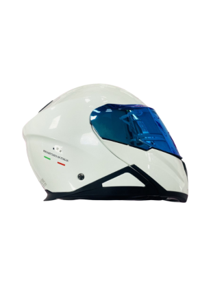 STWIN Beyaz Çene Açılır Mavi Aynalı Vizörlü Motorcu Kaskı